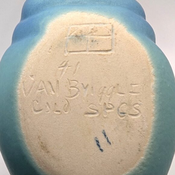 Vtg Van Briggle 9" Turquoise Conch Shell Fine Art Pottery Planter Signed EUC - Picture 7 of 7